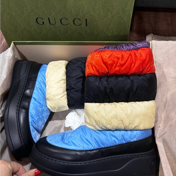 Authentic GUCCI multicolor quilted waterproof winter snow boots main image 9